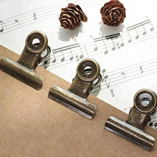 Vista 4 de Pinzas Bulldog con agujero para pasador, clips de archivo de papel con resorte fuerte, clips de metal pequeños, abrazaderas de sellado para bolsas