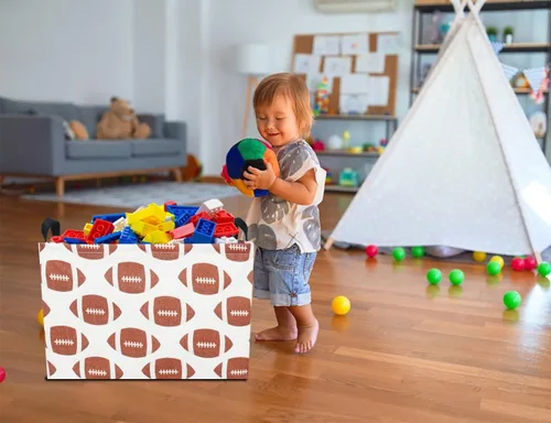Vista 5 de NTAOHAMPER Cesta rectangular de almacenamiento de fútbol vacía, cesta de regalo plegable con asas, caja de juguetes/libros, decoración de habitación