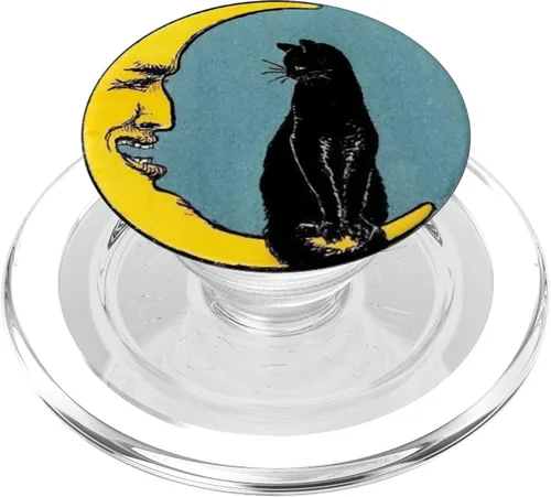 Vista 8 de PopSockets Grip and Stand para teléfonos y tabletas con diseño de gato y luna