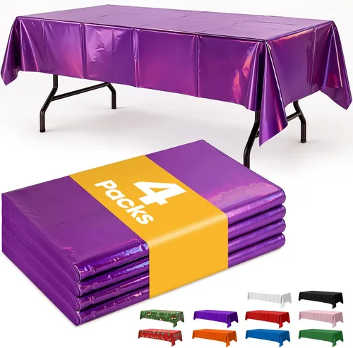 Vista 19 de Mantel de bandera estadounidense, paquete de 4 manteles patrióticos desechables de 54 x 108 pulgadas para mesas de 6 pies, decoraciones del 4