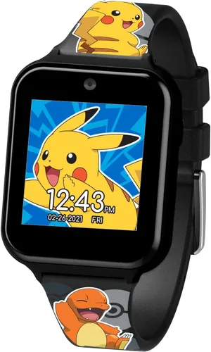 Vista 2 de Pokémon Interactive - Reloj inteligente para niños con pantalla táctil, correas intercambiables de Pikachu y Friends, cámara integrada, alarma