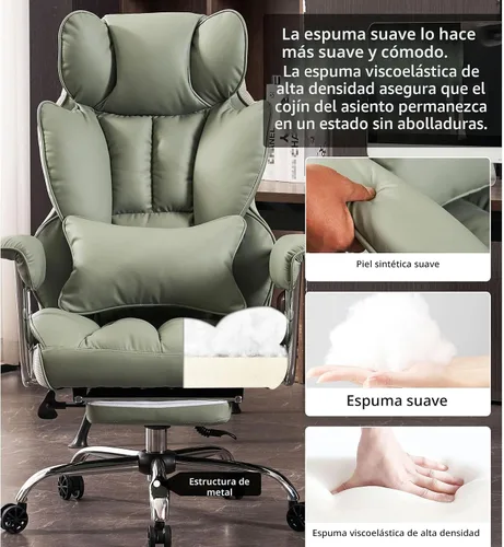 Vista 5 de Efomao Silla de Oficina Grande y Alta 400lbs - Sillas de Oficina Ejecutivas con Reposapiés, Silla de Computadora de Cuero PU Resistente