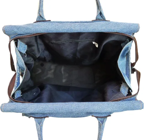 Vista 6 de Bijoux de Ja Bolso de mano grande de mezclilla azul con doble asa superior para mujer, Azul