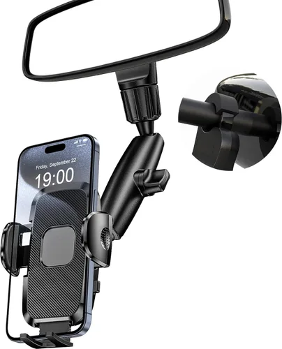 Vista 7 de Soporte para teléfono con espejo retrovisor, giratorio de 360°, compatible con todos los teléfonos celulares iPhone y Android de 4 a 7 pulgadas