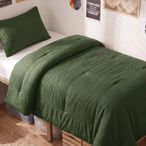 Vista 62 de CozyLux - Juego de edredón beige tamaño individual/individual XL, 2 piezas de juego de cama extra largo sólido transpirable acolchado, juego de cama