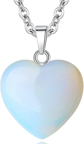 Vista 6 de Collar de Cristal de Cuarzo Cristales Curativos Collares para Mujeres Regalo del Día de las Madres Cuarzo Corazón Piedra Preciosa del Amor, Piedra