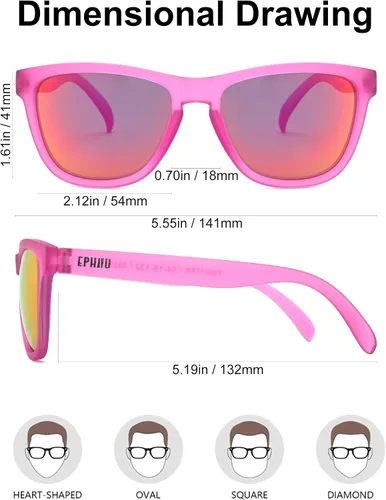 Vista 3 de EPHIU Lentes de sol polarizados para hombres y mujeres, lentes de espejo unisex para correr, senderismo, ciclismo, sin rebote, sin deslizamiento