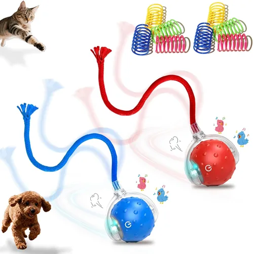 Vista 15 de Pelota de juguetes interactivos para gatos y perros de interior, juguete automático para gatos con evitación inteligente de obstáculos, chirridos