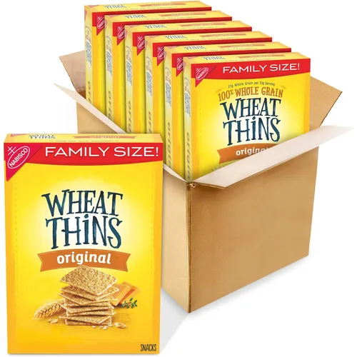 Vista 18 de Wheat Thins Galletas con un toque de sal, bajas en sodio, galletas integrales de trigo, paquetes a granel, 6 cajas de 8.5 onzas cada una Galletas