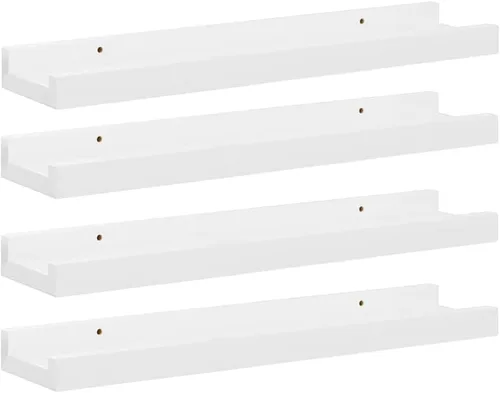 Vista 28 de Black Floating Shelves Set of 4, Wall Mounted MDF Shelves with Matte Finish for Living Room, Bedroom Decor Display