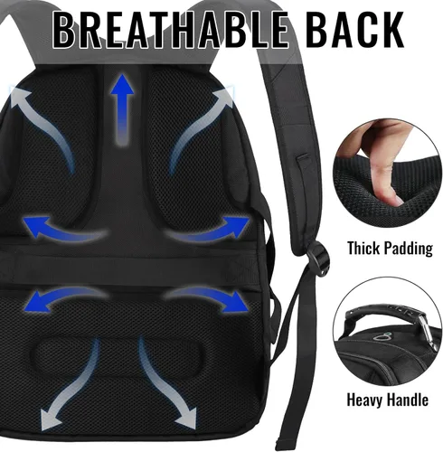 Vista 3 de YOREPEK Mochila de viaje, mochilas para laptop de 15.6 pulgadas para hombres y mujeres, mochila universitaria resistente al agua, bolsa de trabajo
