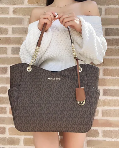 Vista 5 de Michael Kors - Bolso tote Jet Set Travel grande con cadena para el hombro, Marrón, L
