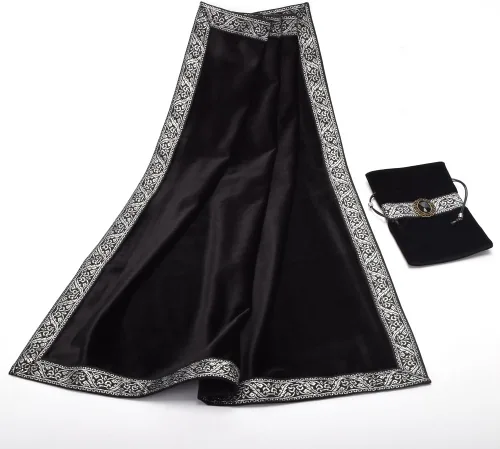 Vista 3 de BLESSUME Mantel de tarot de altar para lectura con bolsa negra