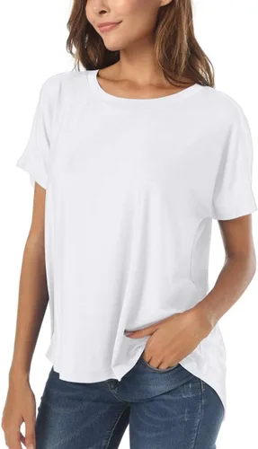 Vista 5 de Herou Camiseta Casual de Verano de Manga Corta Estilo Alto-Bajo Holgada Camisetas Básicas para Mujeres