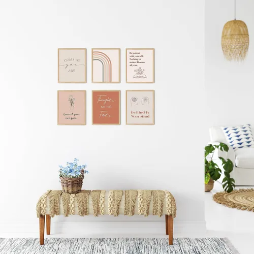 Vista 4 de TwoDays Decoración bohemia de oficina, carteles de afirmación positiva para aula, citas de terapia para mujeres, arte de pared inspirador bohemio