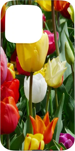 Vista 31 de Funda botánica para iPhone 17 con flores coloridas y tulipanes para amantes de las plantas