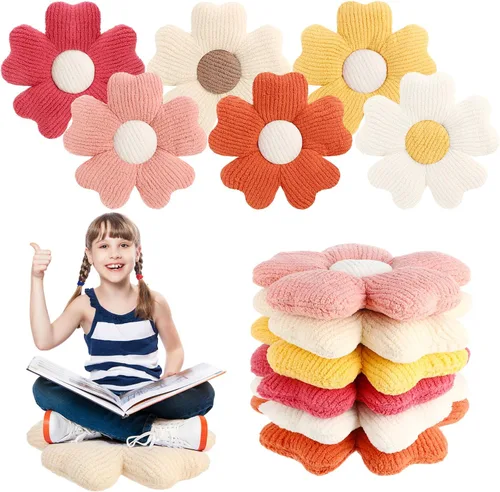 Vista 7 de Drydiet 6 Piezas Almohadas con Forma de Flor Margaritas Almohadas de Piso Cojines de Asiento con Forma de Flor de 15 Pulgadas para Leer Sofá Sillón