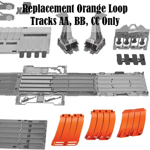 Vista 3 de Piezas de repuesto para Hot Wheels Playset FTH77 - Track Builder System Race Crate Die-Cast Car Track ~ Reemplazo Orange Loop Tracks AA, BB, CC