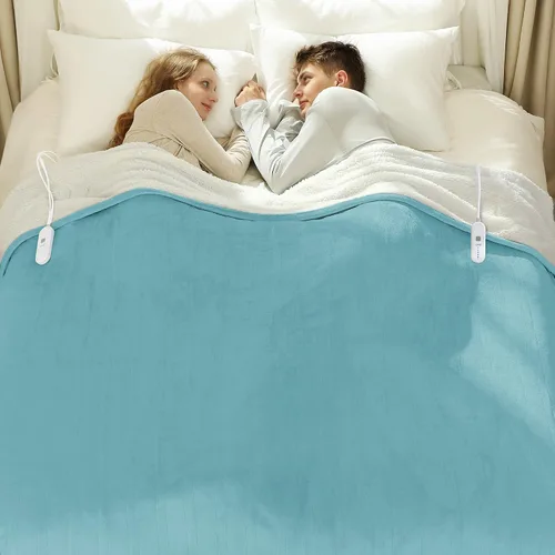 Vista 54 de Manta térmica eléctrica de franela Sherpa de 50 x 60 pulgadas - Manta eléctrica suave con 5 niveles de calefacción y 4 horas de apagado automático