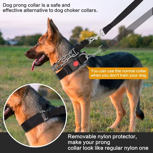 Vista 2 de Collar de entrenamiento de puntas con puntas cómodas y hebilla de cierre rápido – Collar de pellizco para perro con cubierta de nailon