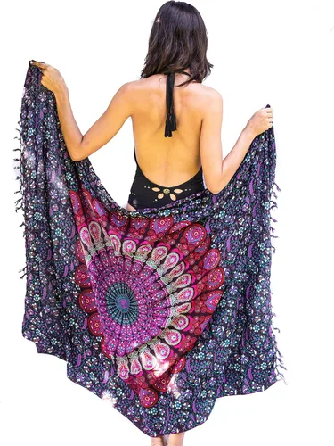Vista 16 de Boho Chic Pareo - Pareo Mandala - Cubre Traje de Baño Bikini - Vestido de Playa - Envoltura