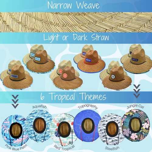 Vista 5 de Qwave Sombrero de paja para hombre, diseño de impresión de pesca, sombreros de sol para hombres que protegen del sol del verano - Sombrero salvavidas