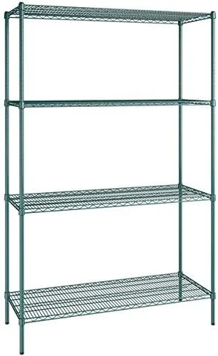 Vista 219 de Kit de 4 estantes de epoxi verde NSF de 21 x 72 pulgadas con postes de 86 pulgadas, estantería de almacenamiento resistente, kit de estantería