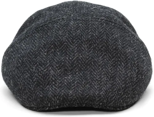 Vista 3 de Sterkowski Ivy Five Harris Tweed Gorra plana para hombre y mujer Clásico elegante cálido 5 paneles Ivy Espiga negro/antracita