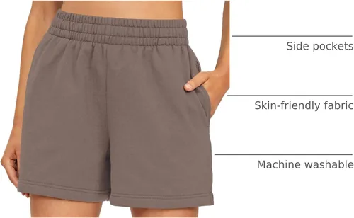 Vista 101 de AUTOMET Pantalones cortos deportivos para mujer, estilo casual, con cordón, cómodos, elásticos, de cintura alta, con bolsillos