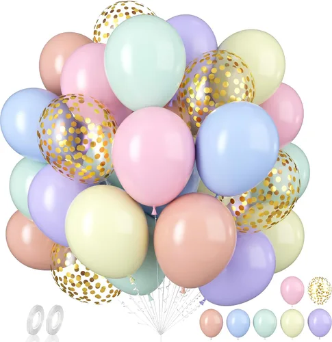 Vista 14 de Globos de graduación azules y dorados, 60 globos impresos con texto en inglés "Felicitaciones", 12 pulgadas, azul marino, blanco, azul, metálico