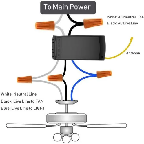 Vista 6 de Interruptor de ventilador WiFi inteligente, ventilador de techo y kit de control remoto de luz, controlador WiFi compatible con Alexa Google