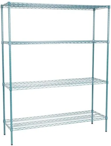 Vista 108 de Kit de 4 estantes de epoxi verde NSF de 21 x 72 pulgadas con postes de 86 pulgadas, estantería de almacenamiento resistente, kit de estantería