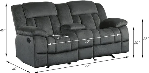 Vista 3 de Homelegance Laurelton - Sofá reclinable de microfibra de 79 pulgadas con consola, color gris