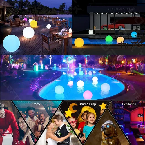 Vista 3 de LOFTEK Luz nocturna LED de 6 pulgadas para guardería con control remoto y de presión, 16 atenuación de color RGB (1P) + luz LED flotante grande