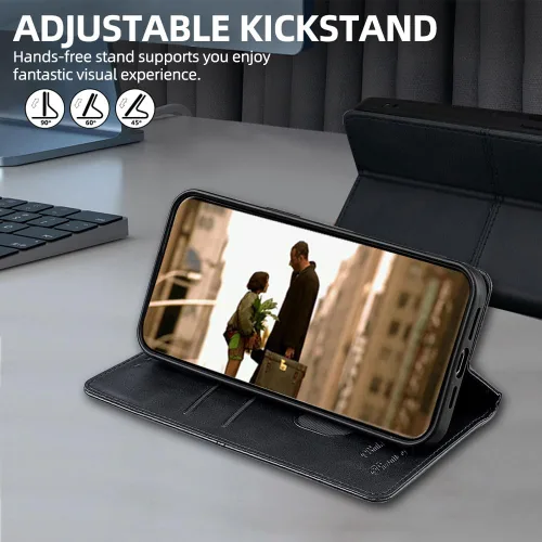 Vista 4 de Funda para teléfono compatible con Huawei Nova 2S Kickstand Flip Wallet Ranura para tarjeta Cierre magnético Negro