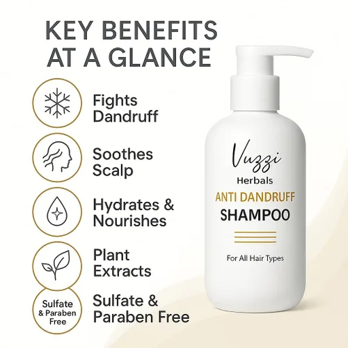 Vista 2 de Champú anticaspa – Extractos naturales de plantas para la caspa, cuidado del cuero cabelludo eczema, fórmula sin sulfato champú anticaspa