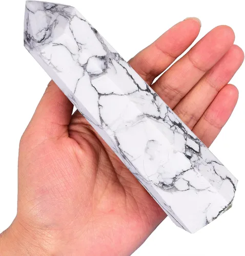 Vista 22 de AMOYSTONE Obelisco de Piedra de Sangre Africana Varita de Cristal Curativo Grande Torre Columna Facetada de 6 Lados Reiki Chakra Meditación Terapia