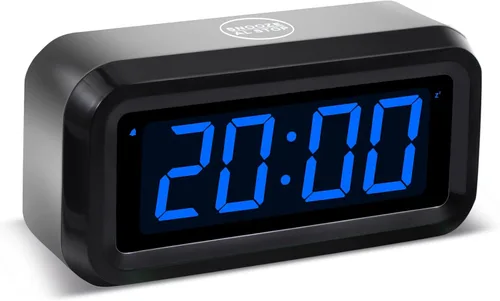 Vista 9 de Reloj despertador digital, funciona con pilas, con pantalla LED para dormitorios, larga duración de batería, brillo ajustable en 3 niveles, 12/24