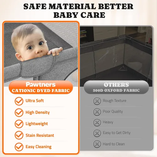 Vista 2 de Corralito plegable para bebés: 71 pulgadas de largo x 59 pulgadas de ancho x 27 pulgadas de alto, patio de juegos grande para niños con tapete