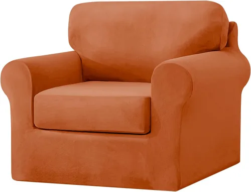 Vista 24 de UNBBRRL Fundas de sofá de 3 piezas para sofá, funda de terciopelo elástico para sillón con 1 funda de cojín de asiento y 1 funda de respaldo
