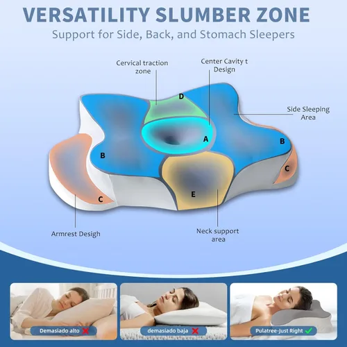 Vista 2 de Almohada cervical de espuma viscoelástica, almohada refrescante para dormir, almohadas ergonómicas de espuma viscoelástica para apoyo del cuello