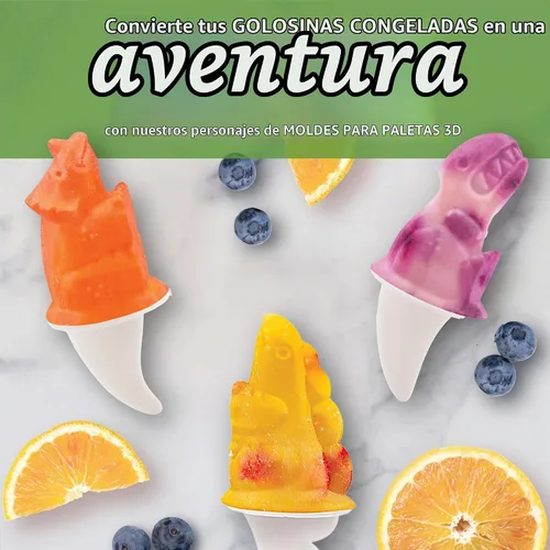 Vista 3 de Tovolo - Moldes para paletas heladas, motivo yeti, Dino, Blanco