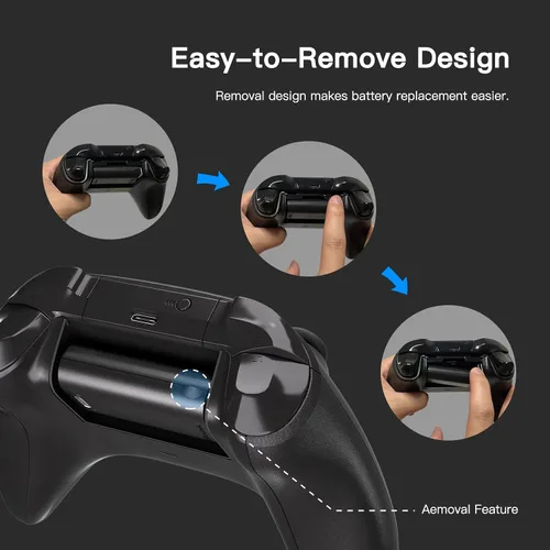 Vista 6 de Paquete de 2 baterías recargables para Xbox SXOneElite Controller Xbox Series XS accesorios de juego con cargador rápido y cable de carga USB-C