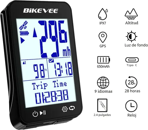 Vista 8 de GPS Ordenador de Bicicleta Inalámbrico con Inicio/Parada Automática y Retroiluminación Automática, Bicicleta Odómetro IPX7 Resistente al Agua MPH