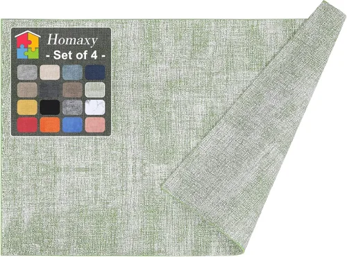 Vista 32 de Homaxy Juego de 4 manteles individuales de piel sintética resistentes al calor para mesa de comedor, impermeables, lavables, lavables, manteles