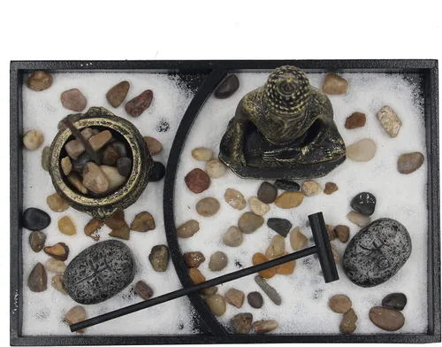 Vista 5 de DharmaObjects Juego de portavelas Buddha Zen Garden Tea Light (Meditation Buddha)