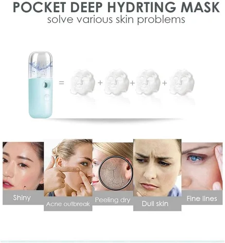 Vista 6 de GIVERARE Nano Vaporizador Facial, Mini Vaporizador de Mano, Vaporizador Recargable por USB, Tanque de Agua Visual de 30ml, Hidratante y Humectante