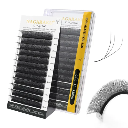 Vista 189 de NAGARAKU Extensiones de pestañas prefabricadas en abanico 3D W 0.05 C 0.315 0.05-C 3D W