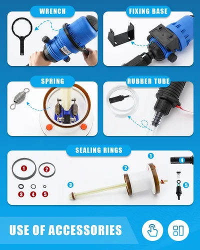 Vista 6 de NEWTRY Inyector de fertilizante 1:250 a 1:25 para riego por goteo Bomba dosificadora ajustable alimentada por agua 3/4" NPT