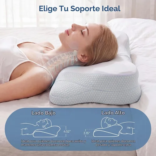 Vista 5 de Almohada cervical ergonómica para el cuello, almohada de espuma viscoelástica para aliviar el dolor, almohadas ortopédicas de cama con soporte